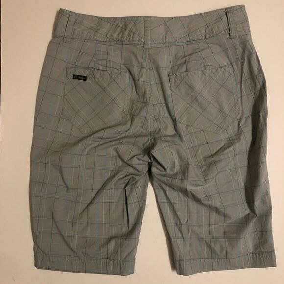 COLUMBIA Gray mid rise Plaid Long Bermuda hike shorts EUC - 2 - Picture 9 of 13